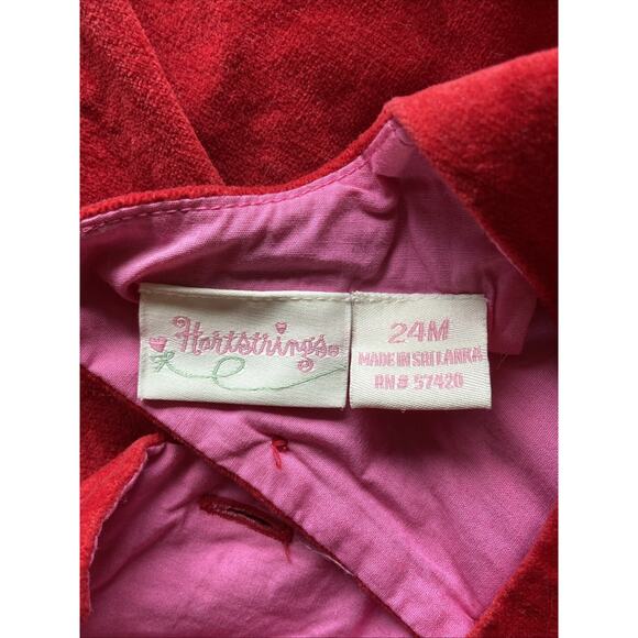 Hartstrings Red Velvet Holiday Christmas Embroidered Wreath Bow 24M Toddler Baby - Picture 7 of 7